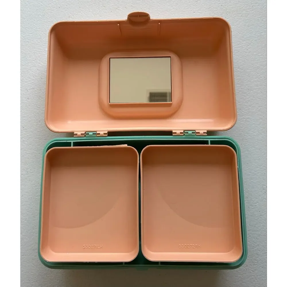 Vintage 90s Caboodles Pretty & Petite Mini Organizer Case Peach Mint Green Retro